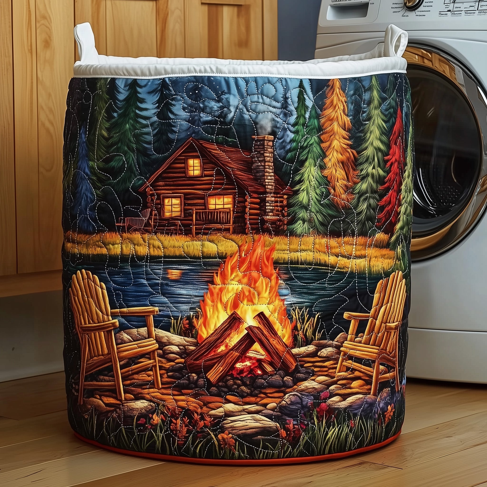 Midnight Harmony Quilted Laundry Basket Fabric Clothes Basket Cool Gifts For Nature Fans