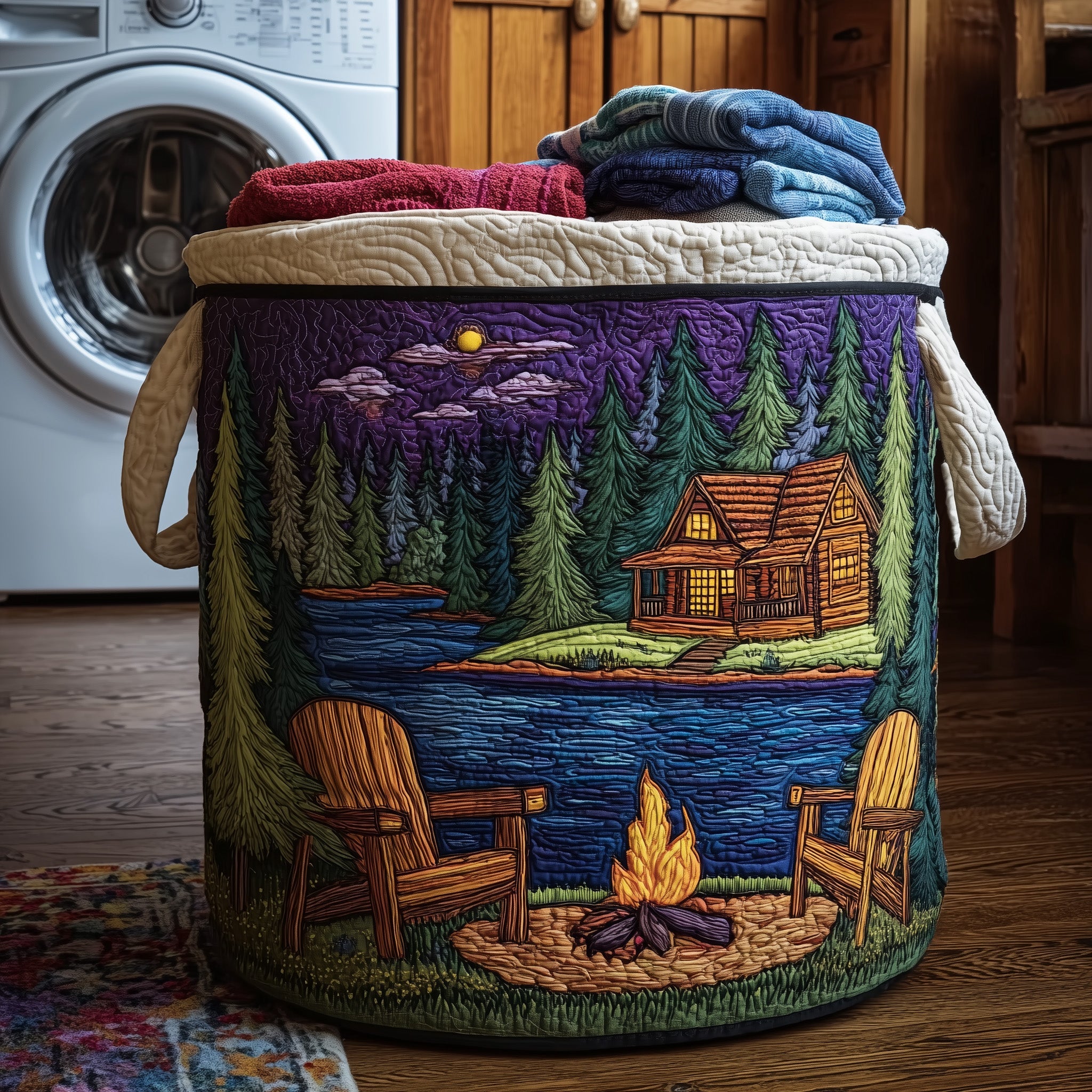 Midnight Harmony Quilted Laundry Basket Gift Idea For Busy Families