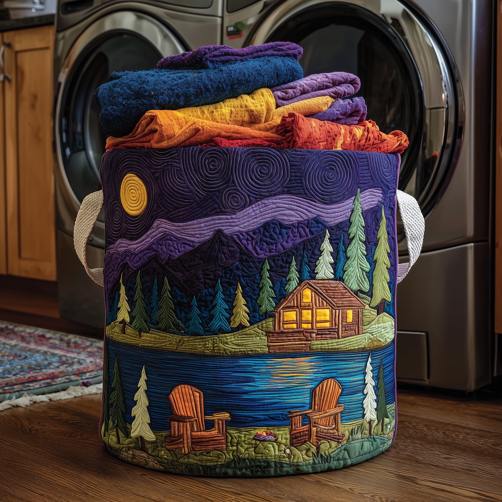 Midnight Harmony Quilted Laundry Basket Holiday Gift For Laundry Lovers