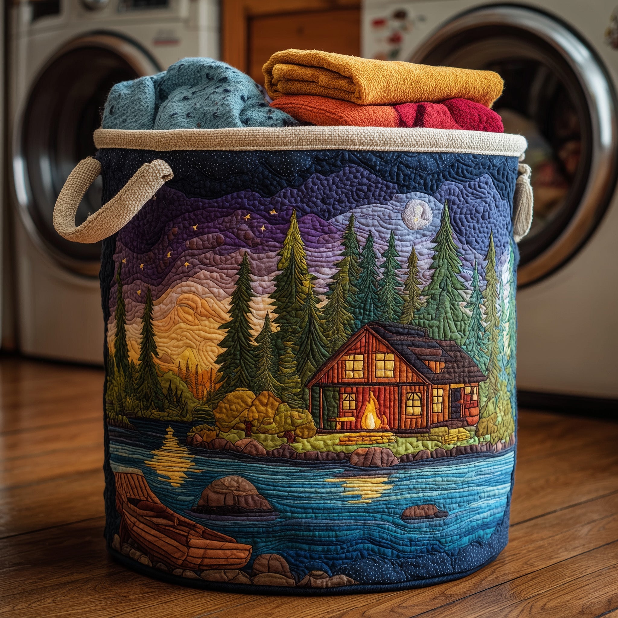 Midnight Harmony Quilted Laundry Basket Unique Gift For Laundry Lovers