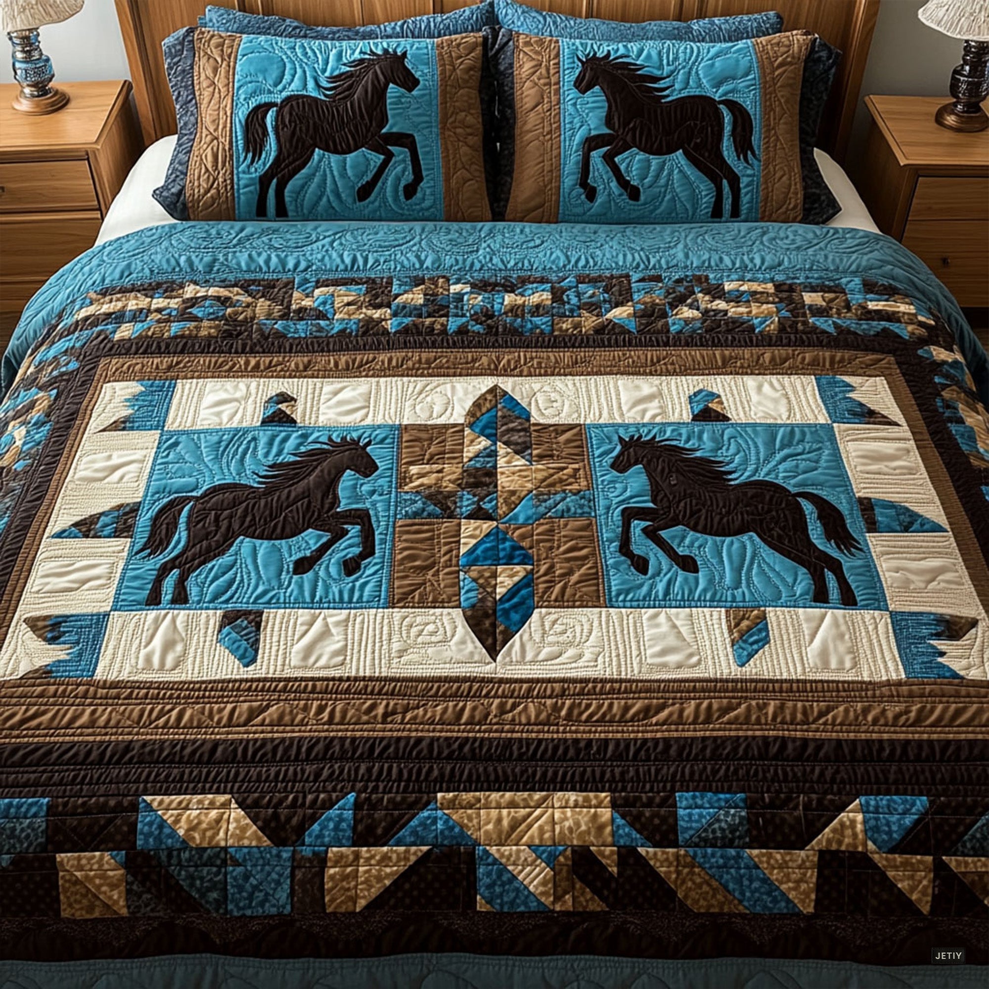 Midnight Horizon Quilted Bedding Set Twin Bed Sheets Celestial Gift For Mom
