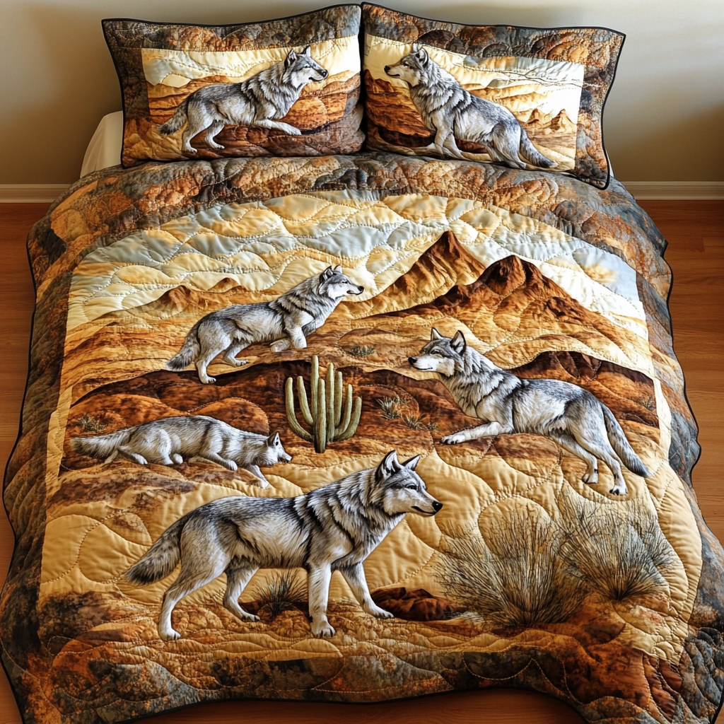 Midnight Howl Quilted Bedding Set Bed Decorations Wolf Gifts For Him