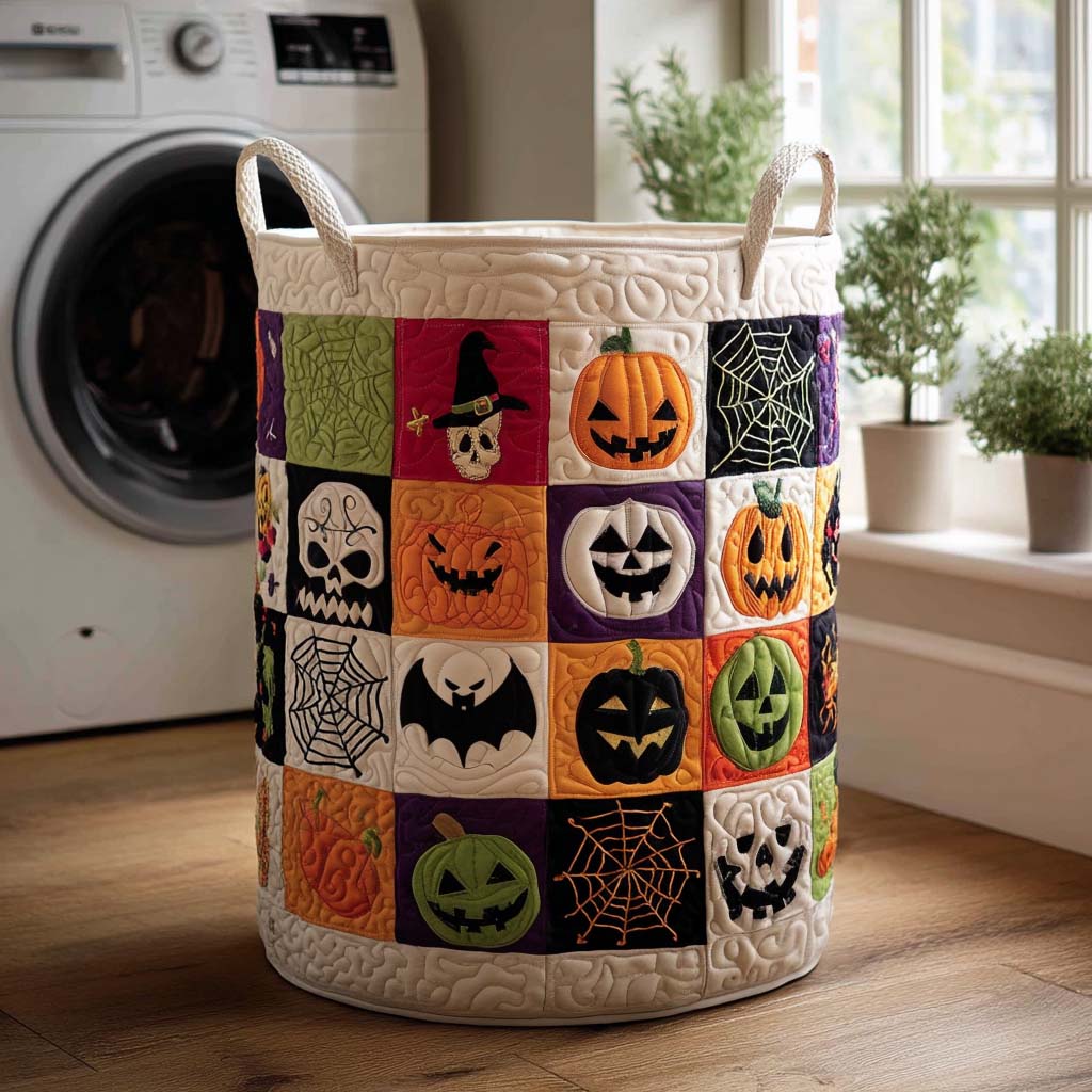 Midnight Howl Quilted Laundry Basket Halloween Merch Gift
