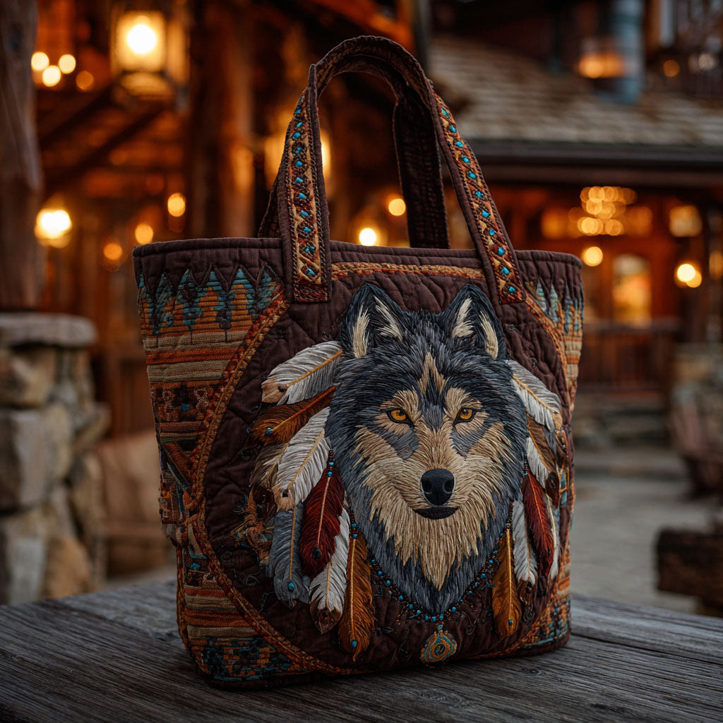 Midnight Howl Quilted Tote Bag Wolf Themed Gift Items