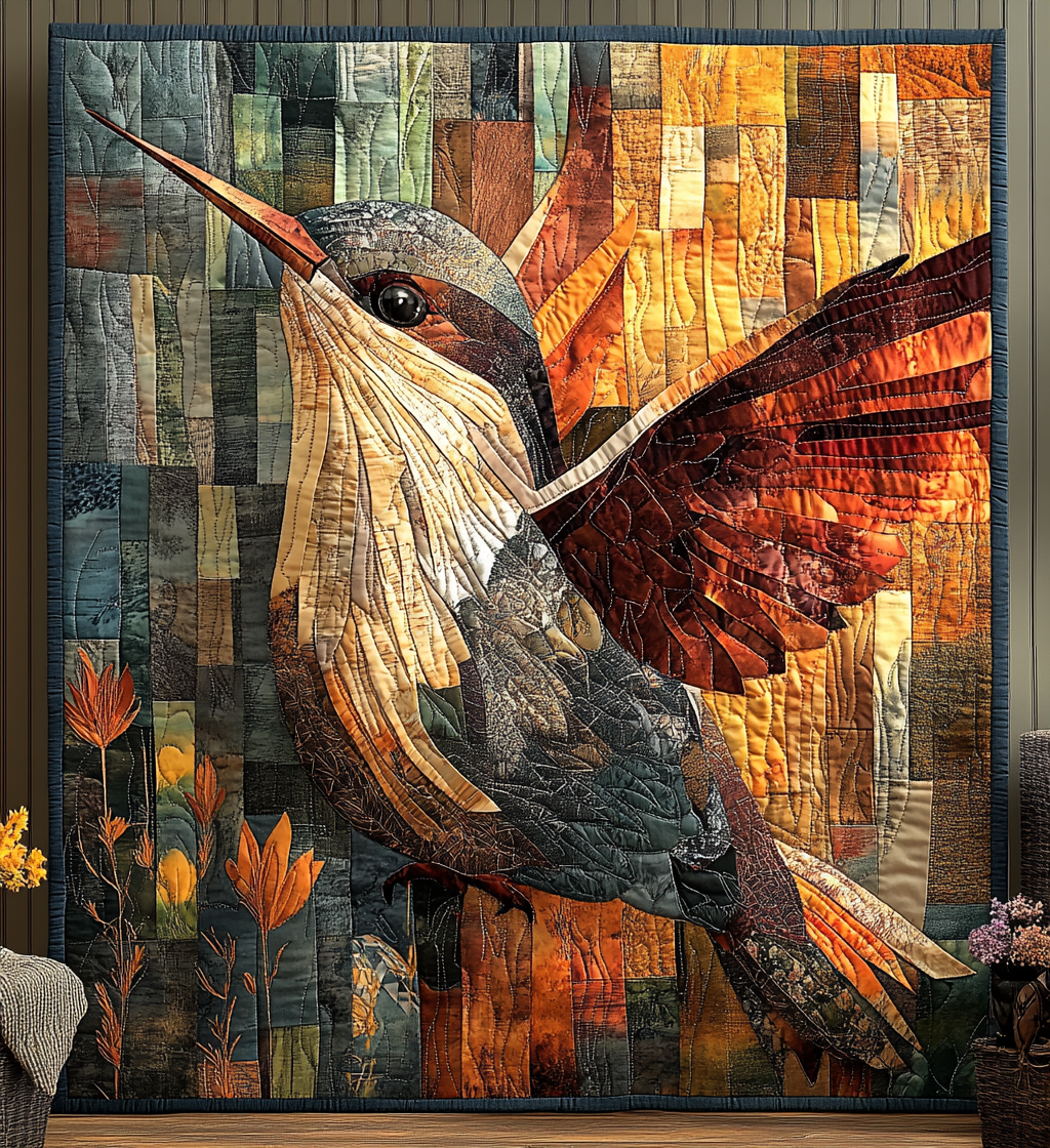 Midnight Hummingbird Quilted Blanket Gifts For Hummingbird Lovers