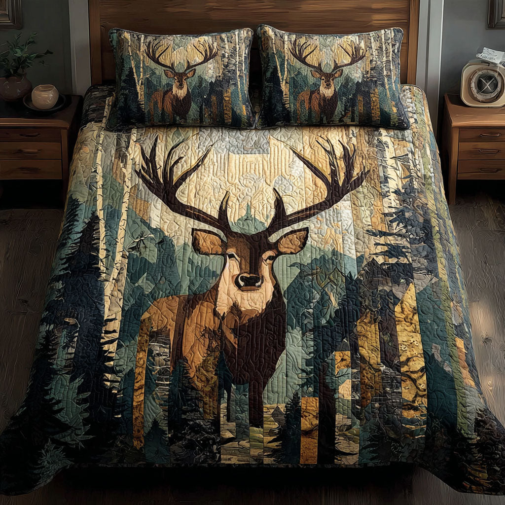 Midnight Hunter Quilted Bedding Set Bed Decor Ideas Cool Gifts For Deer Lovers