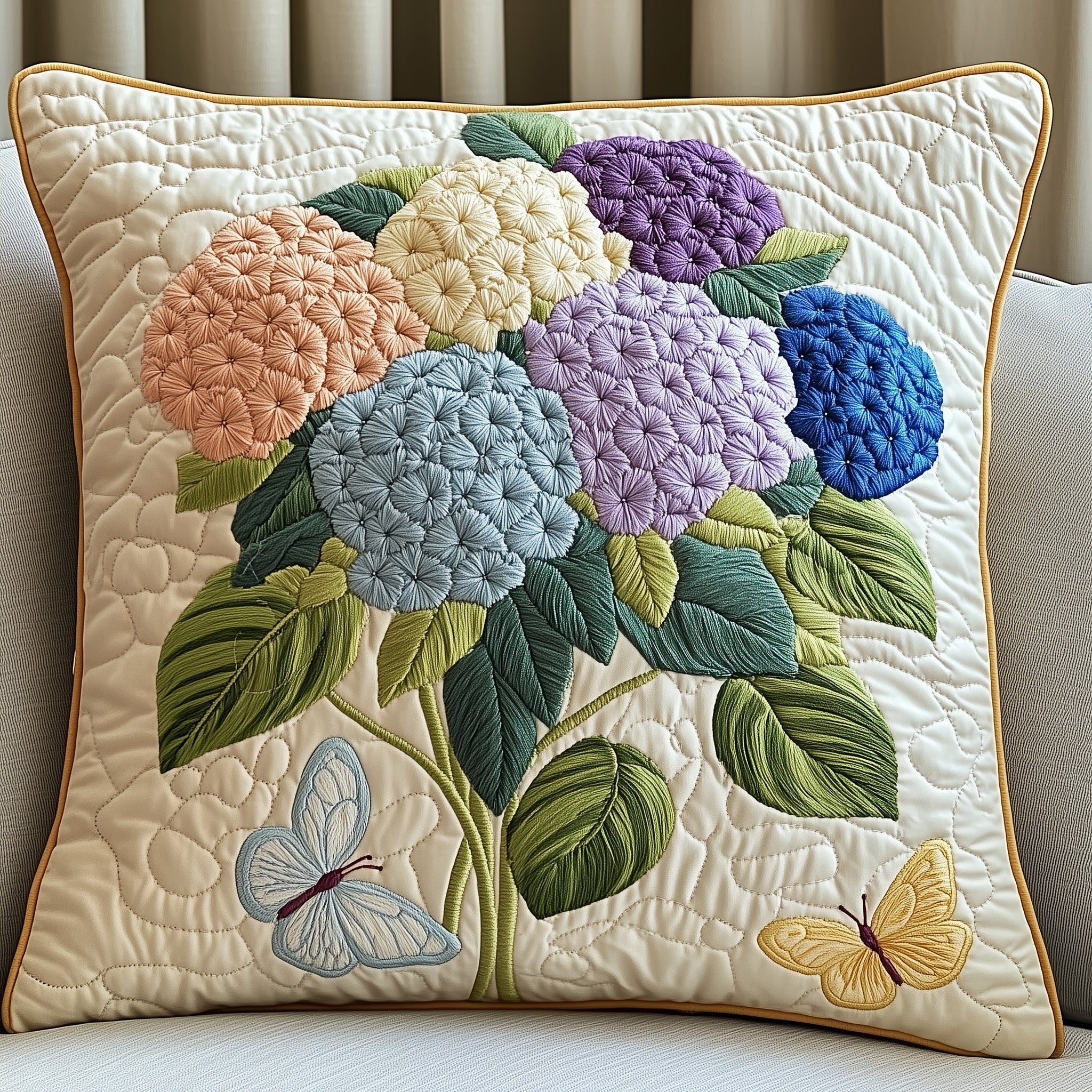 Midnight Hydrangea Dream Quilted Pillow Case Gift For Girlfriend