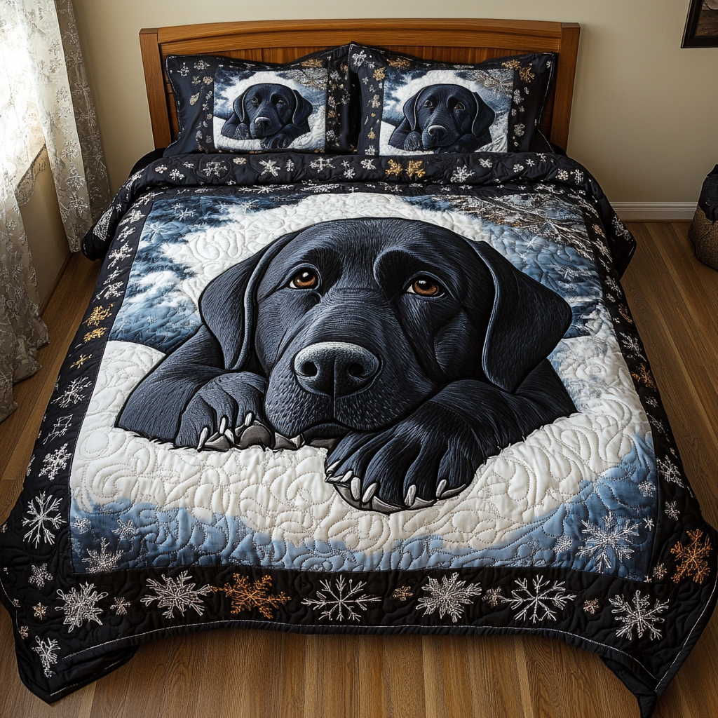 Midnight Labrador Quilted Bedding Set Christmas Bedding Sets Labrador Gifts For Him Her