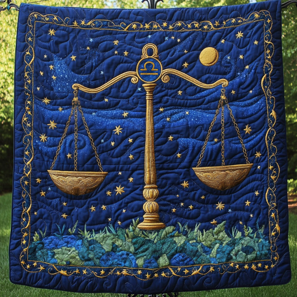 Midnight Libra Sky Quilted Blanket Cozy Home Bedding Christmas Gifts For Libra Woman