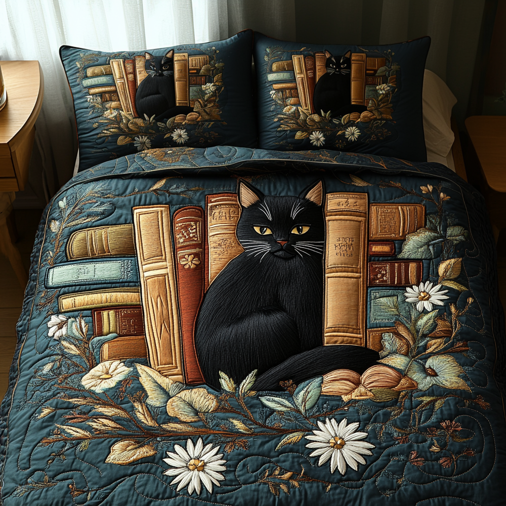 Midnight Library Quilted Bedding Set Bedroom Decor Ideas Good Gifts For Readers