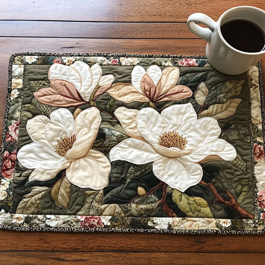 Midnight Magnolia Quilted Placemat House Decor Items Flower Arrangement Ideas