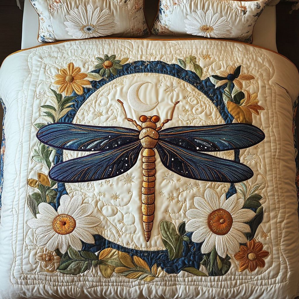 Midnight Majesty Quilted Bedding Set Bedroom Decor Dragonfly Gifts For Men