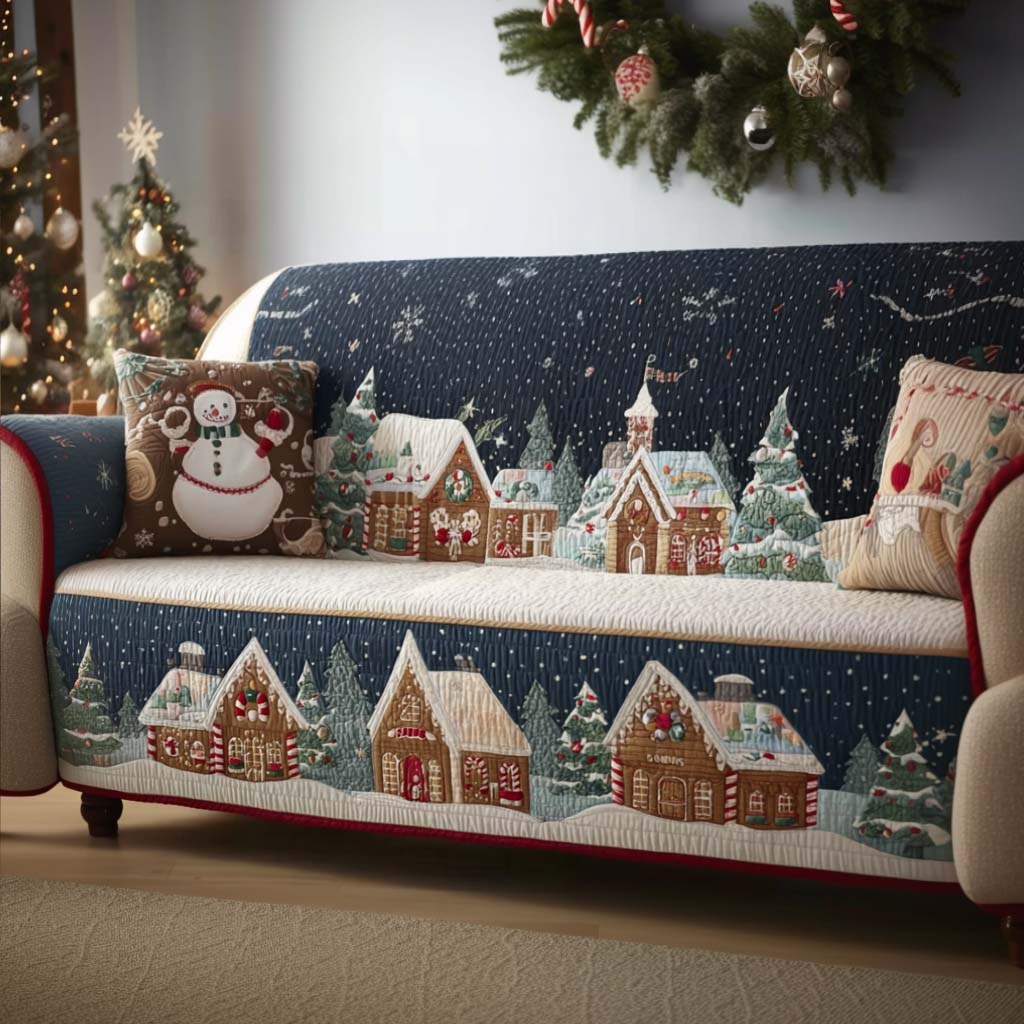 Midnight Mass Quilted Sofa Cover Winter Living Room Decor Good Gifts For Grandma