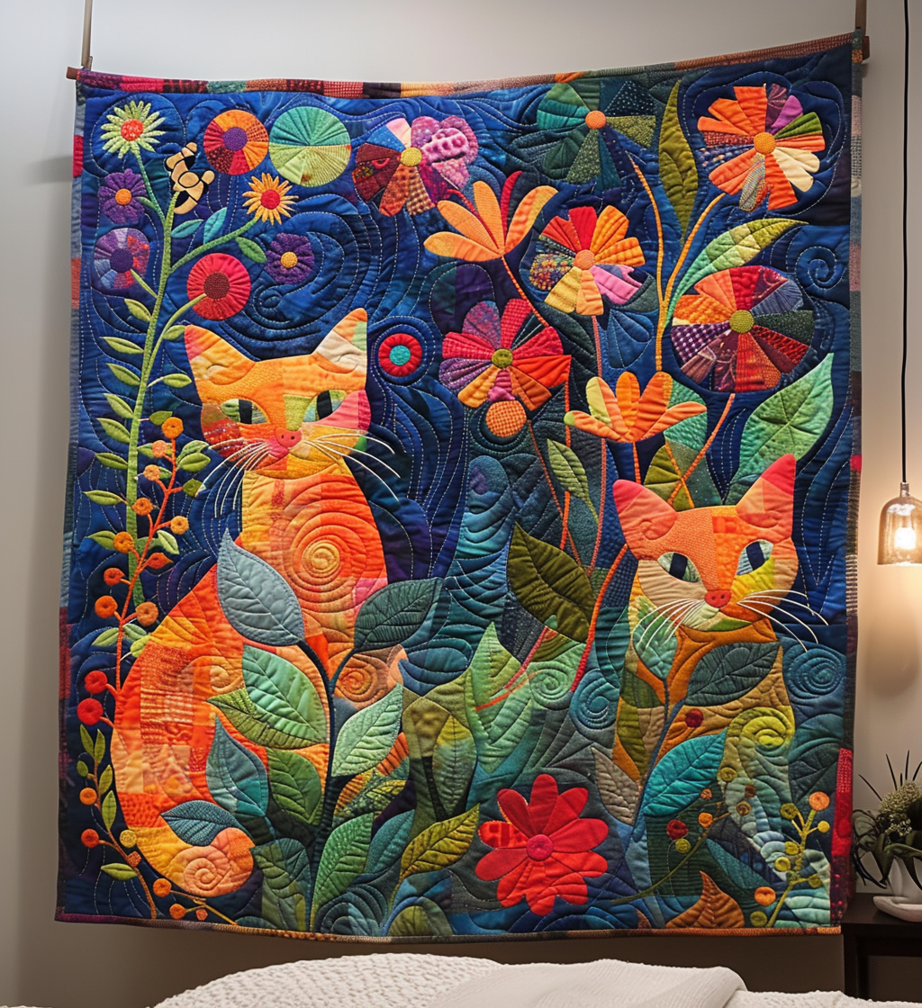 Midnight Meows Quilted Blanket Presents For Cat Lovers