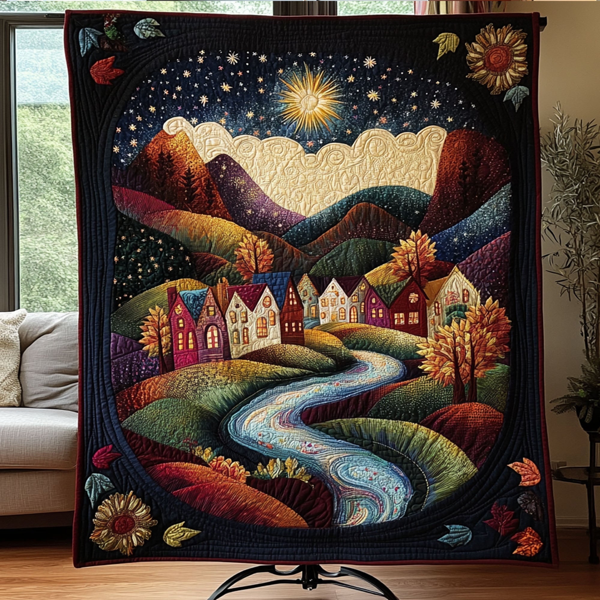 Midnight Oasis Quilted Blanket Best Throw Blanket Cute Elephant Gifts For Women