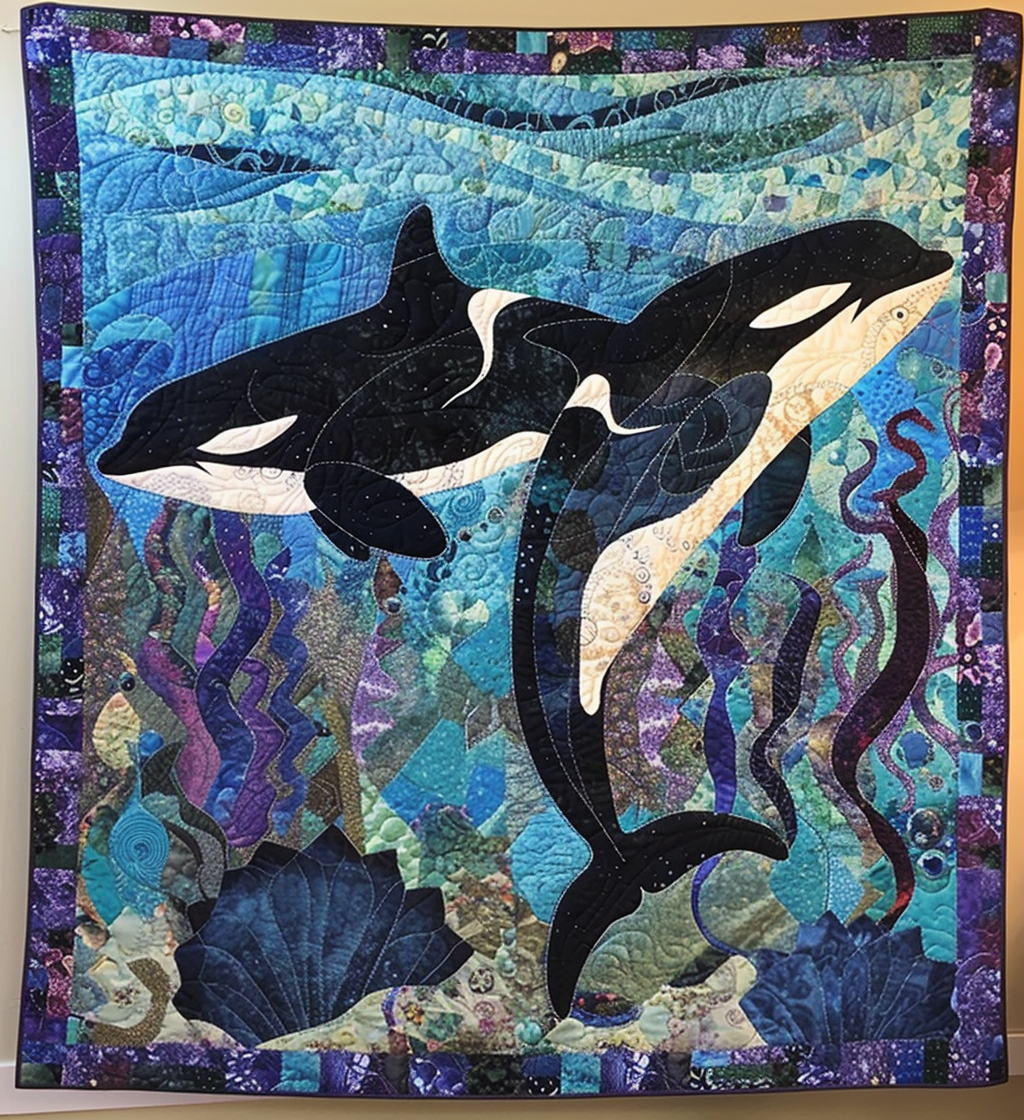 Midnight Orca Ballet Quilted Blanket Whale Gifts For Adults