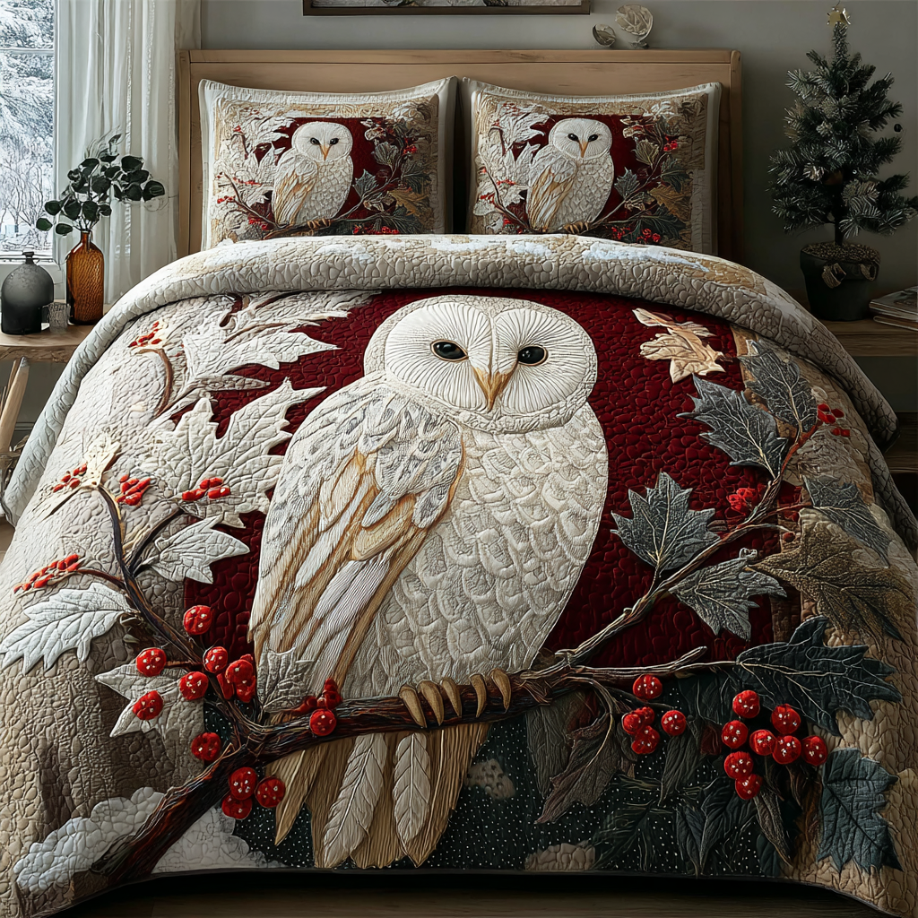 Midnight Owl Quilted Bedding Set Aesthetic Room Decor Gifts With Owls On Them