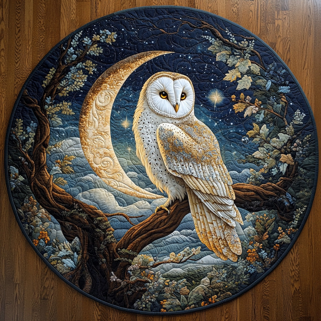 Midnight Owl Quilted Round Mat Christmas Entryway Decor Owl Gifts For Women