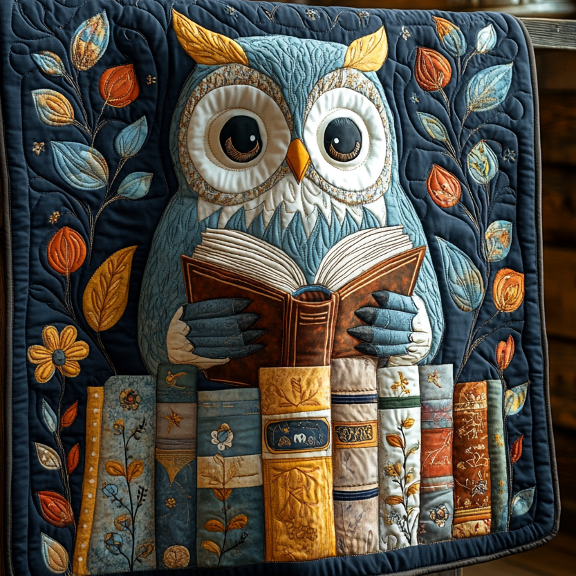 Midnight Owl Reading Quilted Blanket Gift For Owl Lover