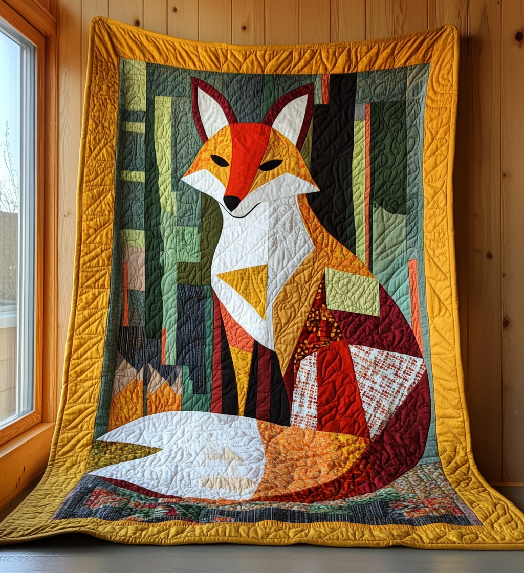 Midnight Prowl Quilted Blanket Fox Gifts For Her