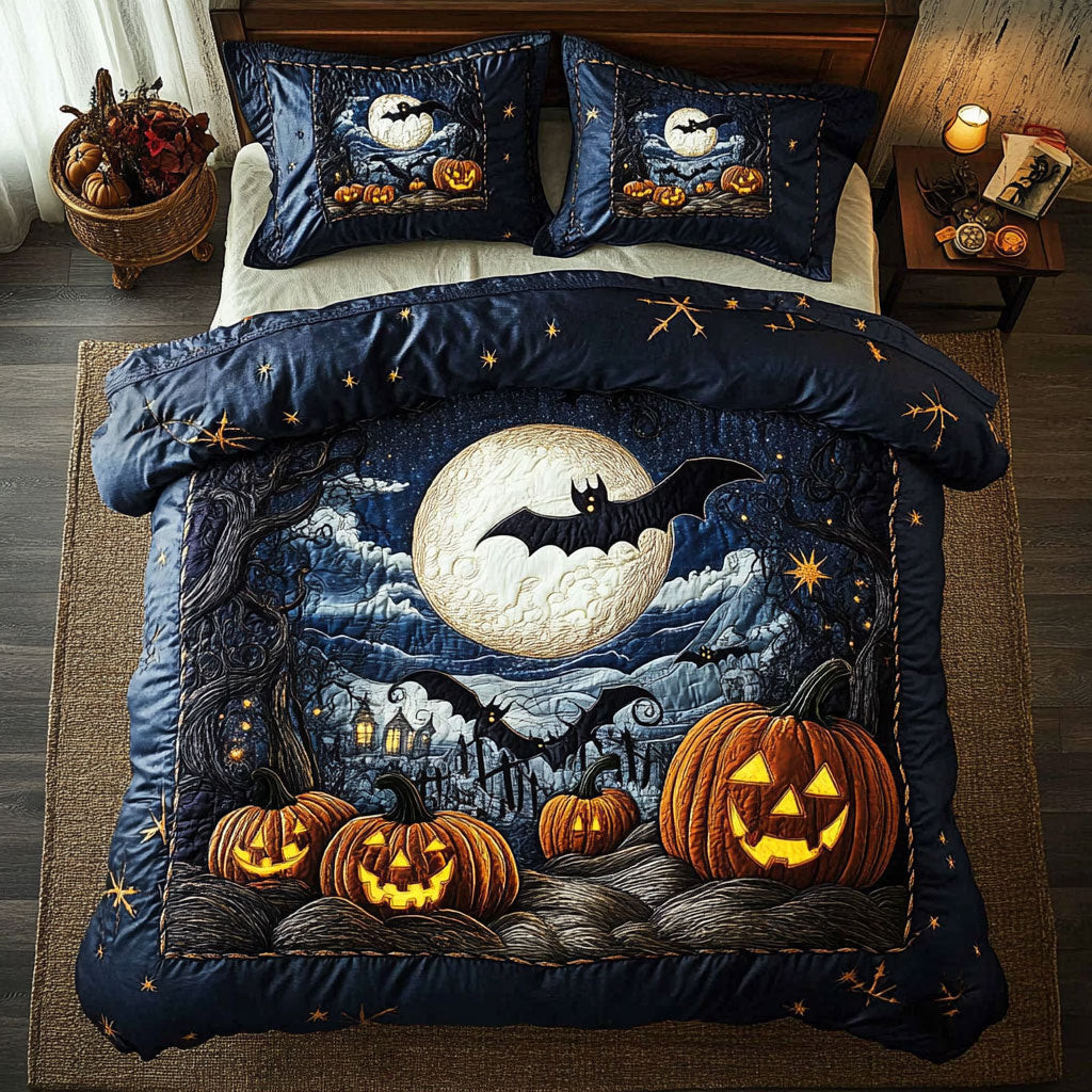 Midnight Pumpkins Bedding Set Best Decoration Gift For Friends and Family on Halloween Day