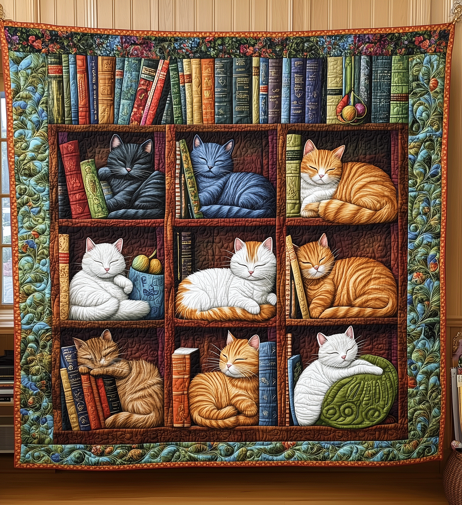 Midnight Reading Quilted Blanket Gifts For Cat Owners
