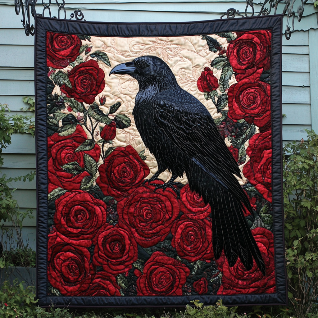 Midnight Sentinel Quilted Blanket Gift Ideas For Raven Bird Lovers