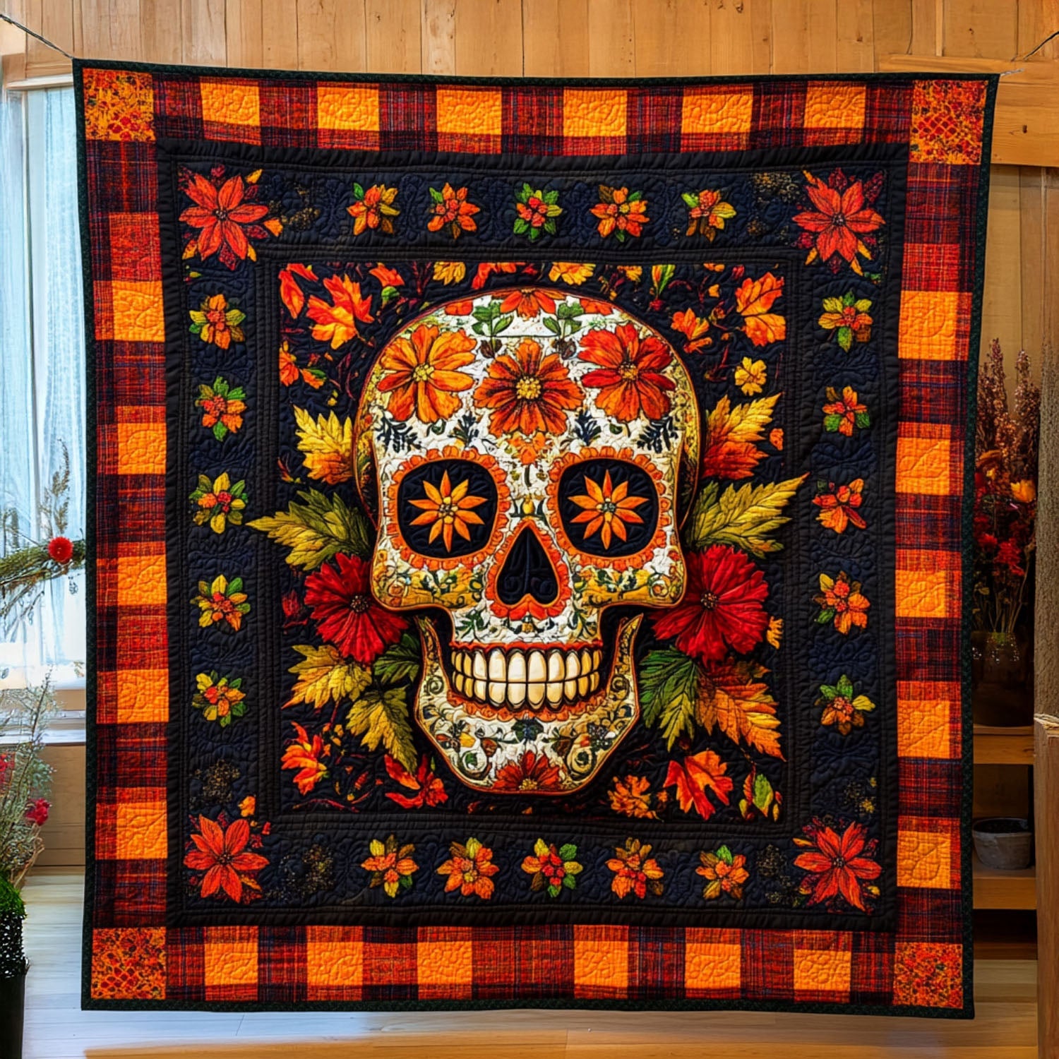 Midnight Skull Quilted Blanket Best Throw Blanket Mexican Skull Souvenirs