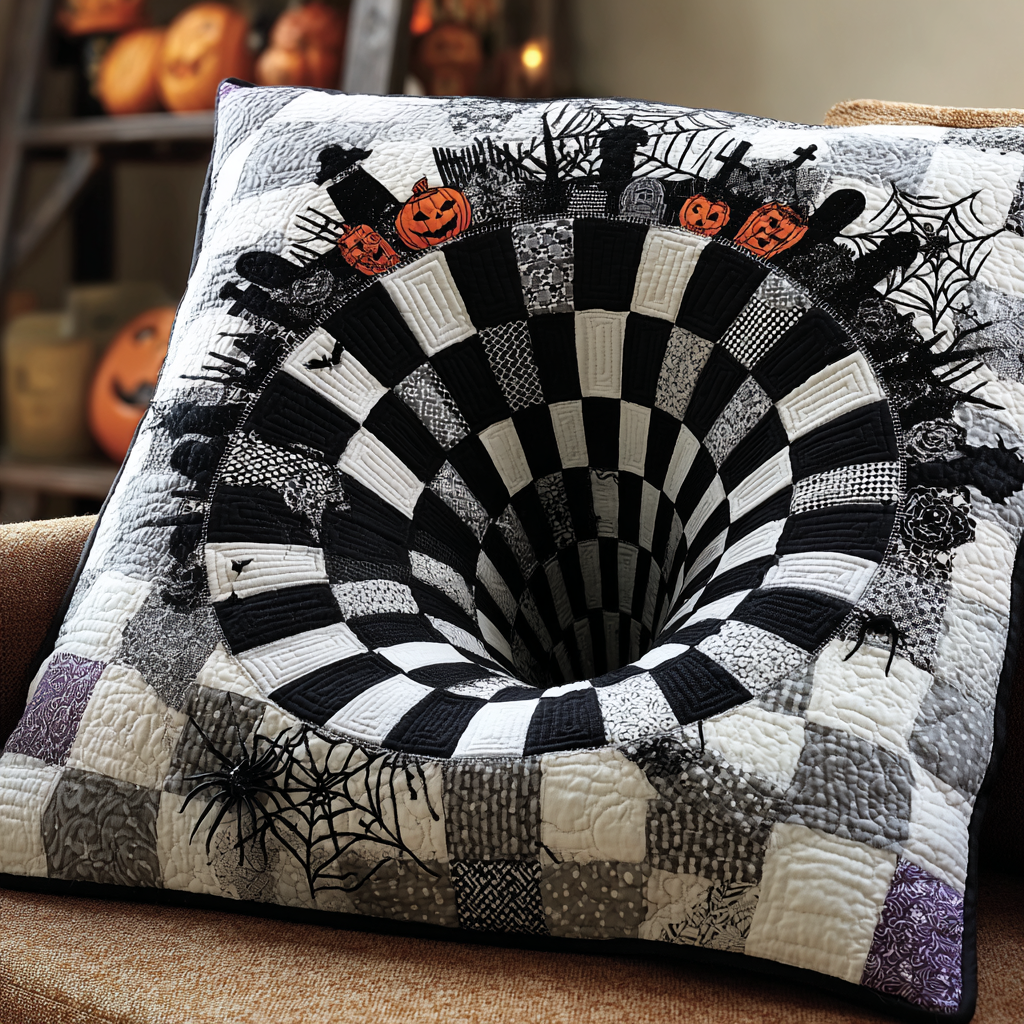 Midnight Spiral Quilted Pillow Case Decorative Pillow Covers Halloween Birthday Gifts