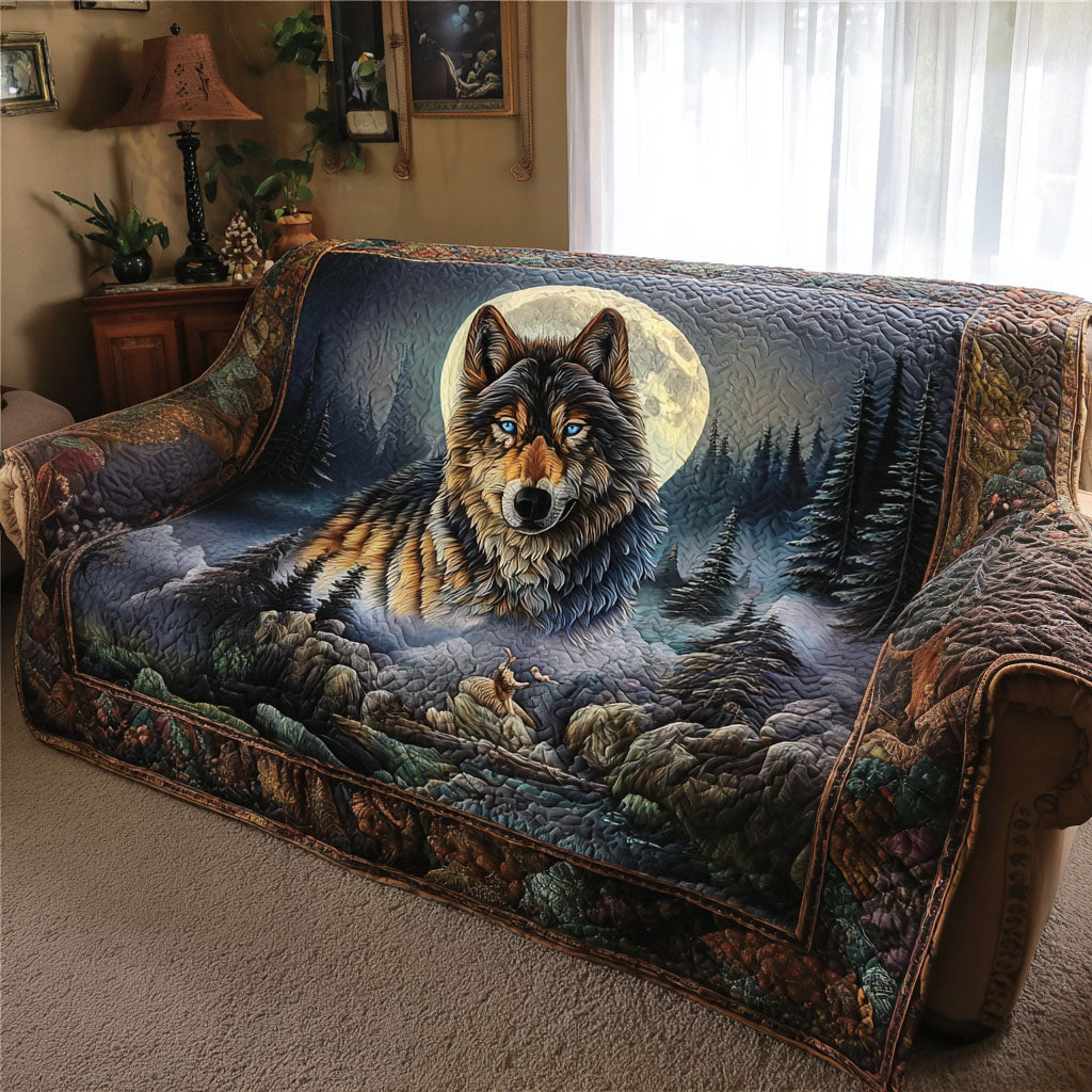 Midnight Spirit Quilted Sofa Cover Holiday Living Room Decor Wolf Presents For Men