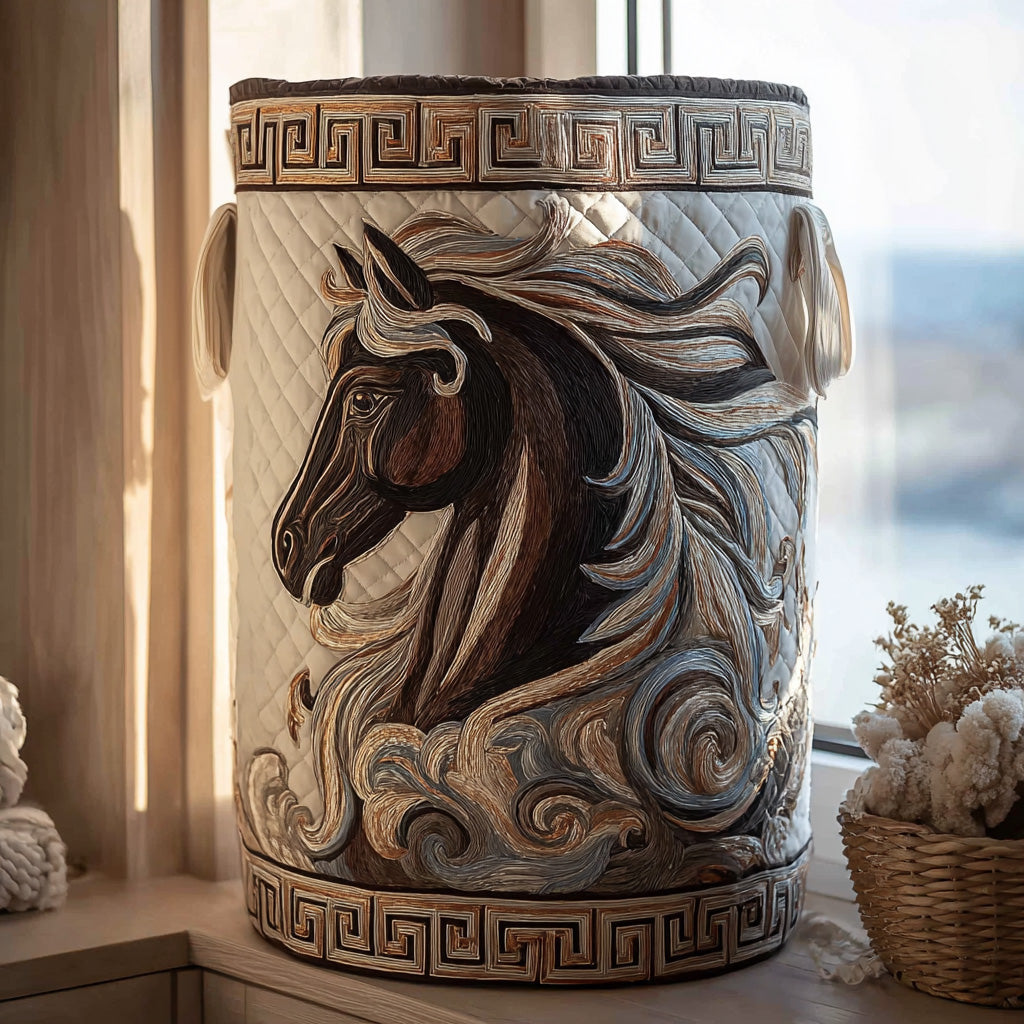 Midnight Steed Quilted Laundry Basket Father's Day Merch Gift