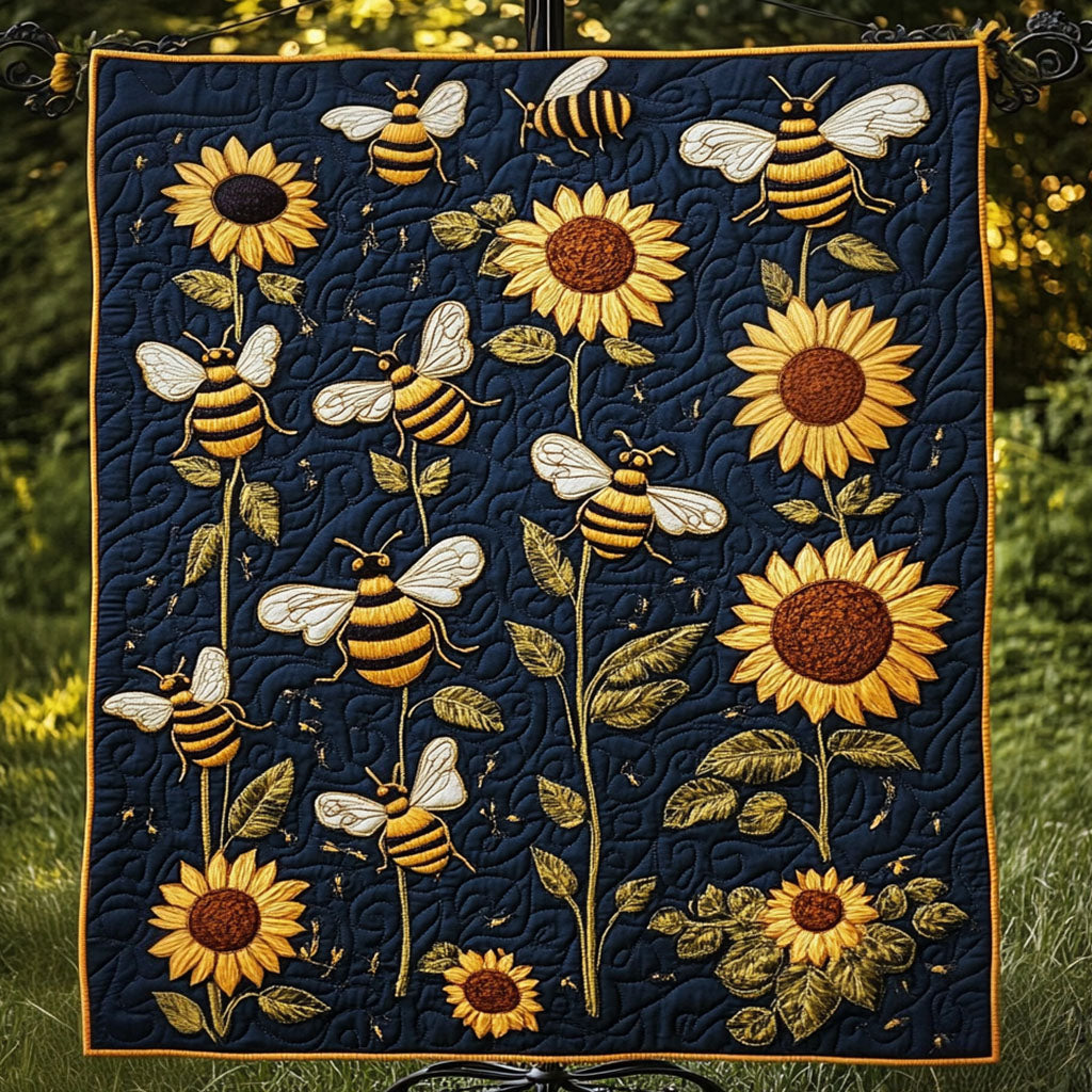 Midnight Sunflowers Quilted Blanket Christmas Room Decor Sunflower Presents