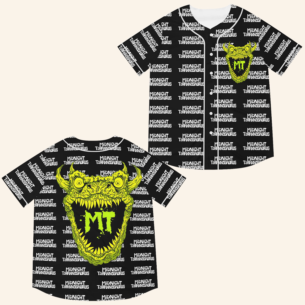 Midnight Tyrannosaurus Baseball Jersey EDM EDC Jersey MT Merch Presents For Music Lovers