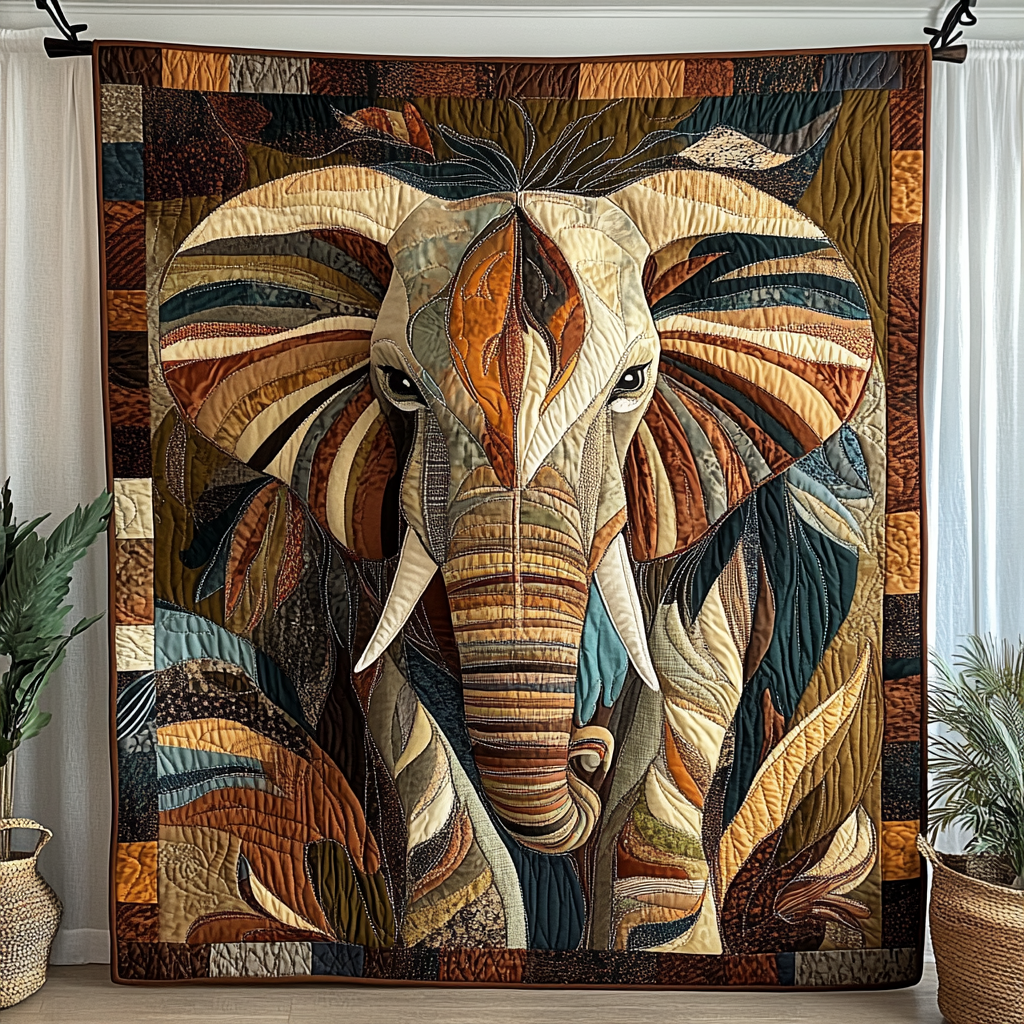 Midnight Wanderer Quilted Blanket Unique Elephant Gifts