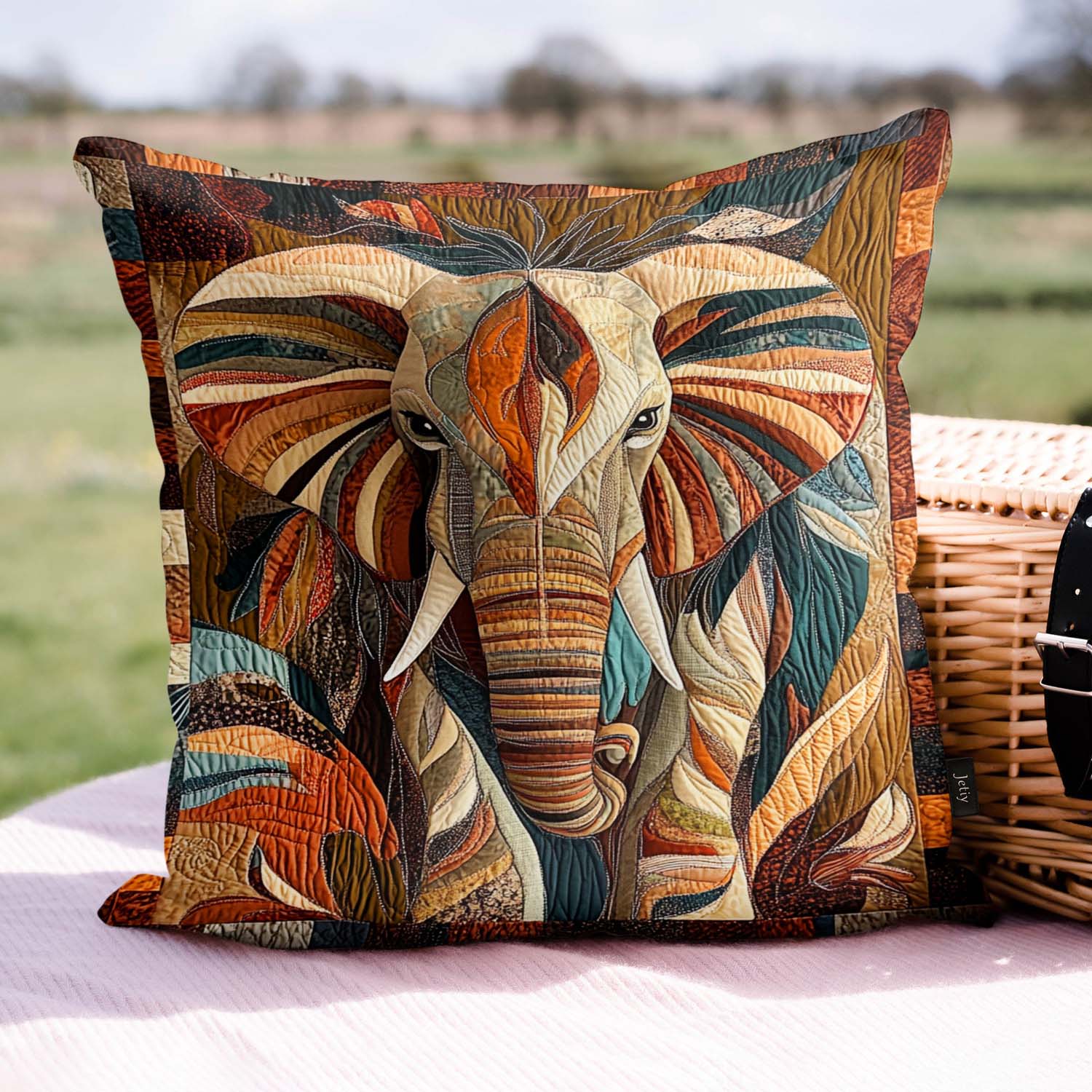 Midnight Wanderer Quilted Pillow Case Boho Style Animal Home Decor Gifts For Elephant Lover