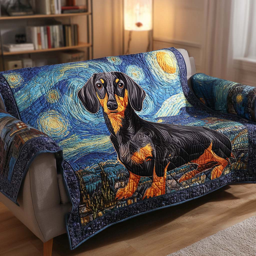 Midnight Wanderer Quilted Sofa Cover Living Room Winter Decor Sausage Dog Themed Gifts
