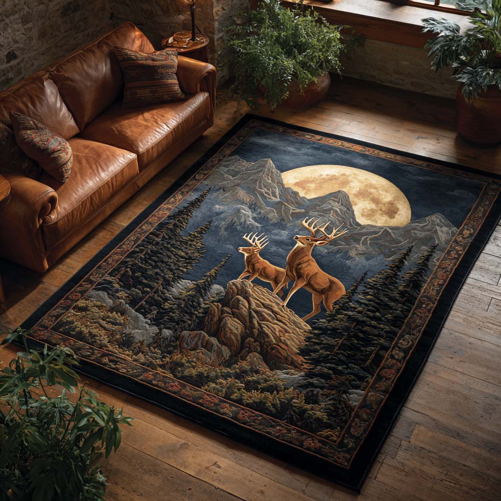 Midnight Watcher Area Rug Christmas Entryway Decor Great Gifts For Deer Hunters