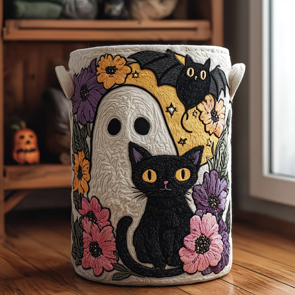 Midnight Whiskers Quilted Laundry Basket Graduation Merch Gift