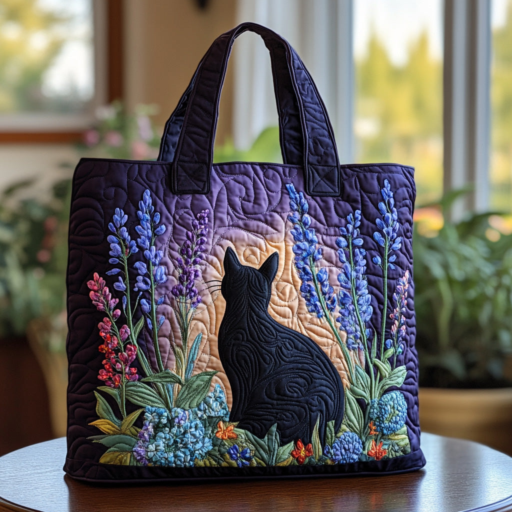 Midnight Whiskers Quilted Tote Bag Best Cat Gifts