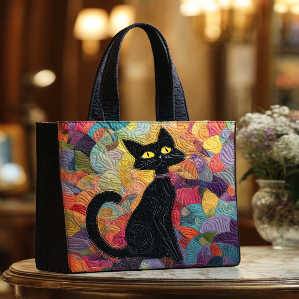 Midnight Whiskers Quilted Tote Bag Birthday Gifts For Cat
