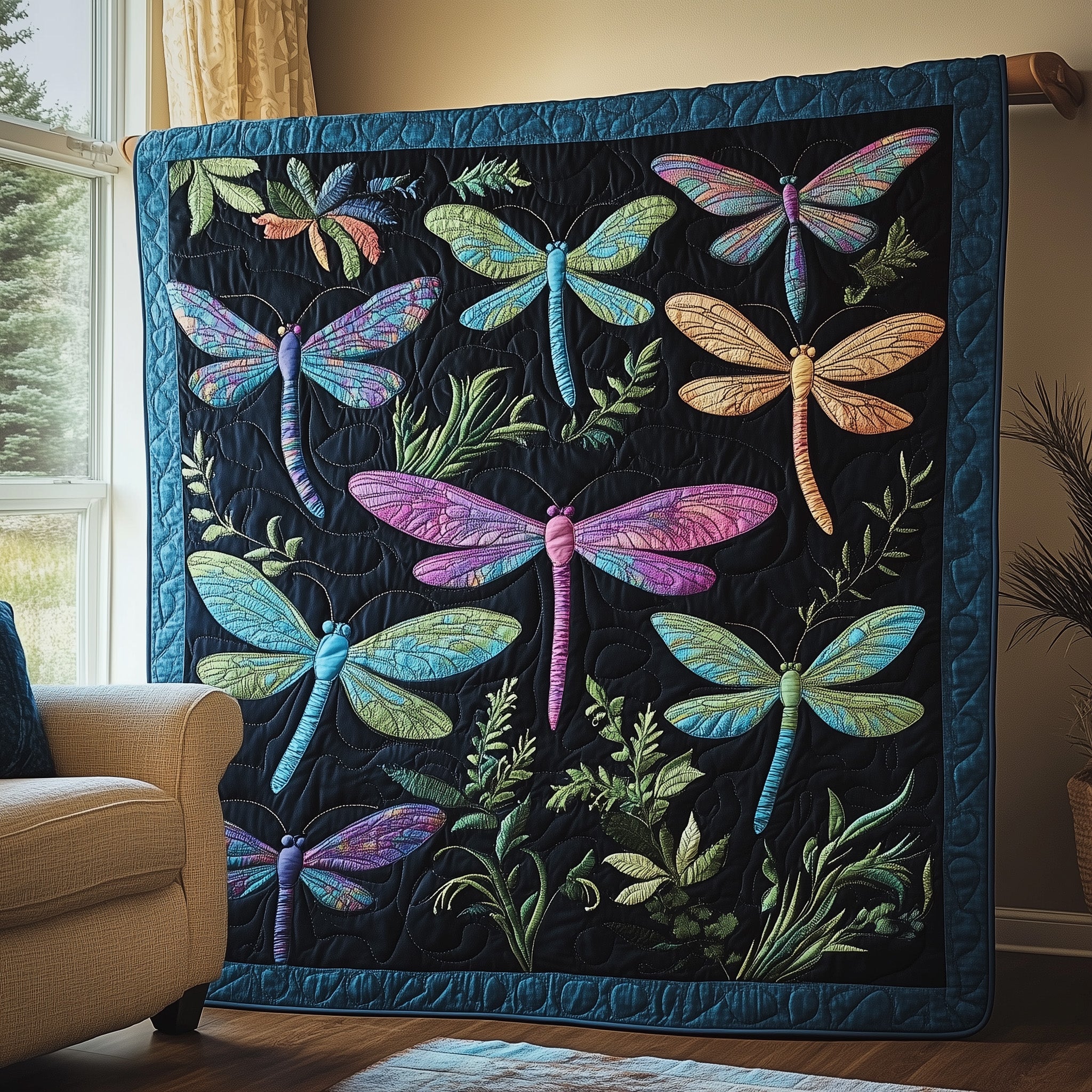 Midnight Wings Quilted Blanket Merchandise Throw BlanketCute Dragonfly Lover Ideas For Gifts