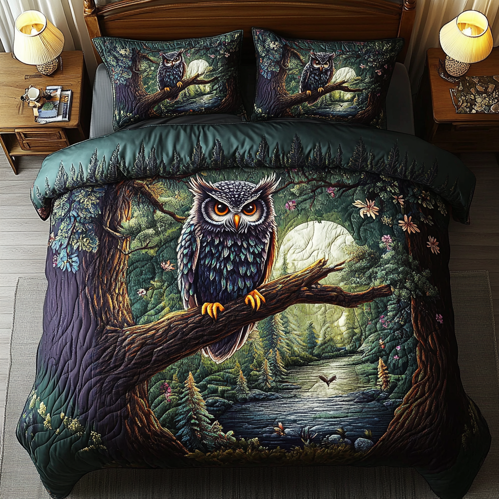 Midnight Wisdom Quilted Bedding Set Warm and Elegant Bedding Gift Set for Every Home