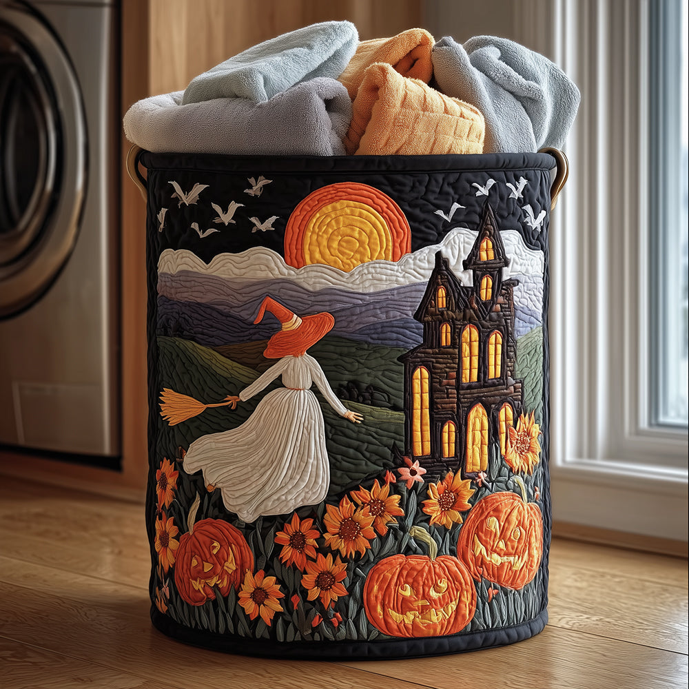 Midnight Witch Quilted Laundry Basket Everyday Merch Choice