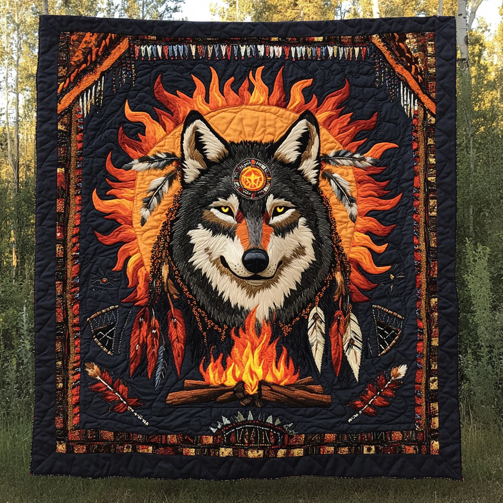 Midnight Wolf Quilt Elegant Quilt Blanket for Relaxing Evenings