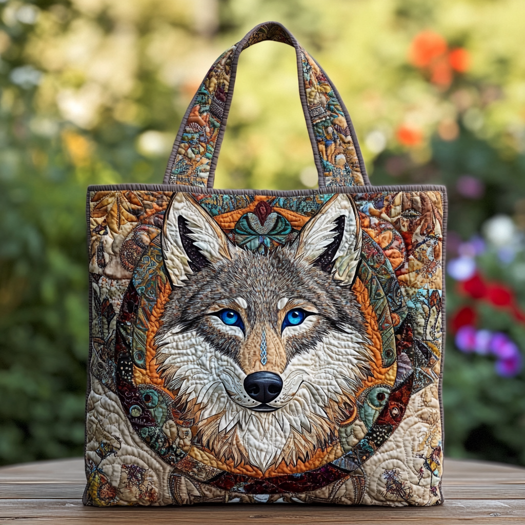 Midnight Wolf Quilted Tote Bag Wolf Gifts For Him Her