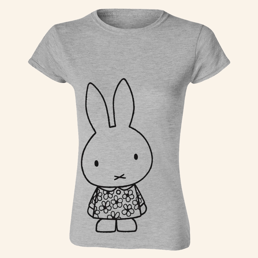 Miffy Merch Grey And Black Outline T-Shirt Birthday Presents For Her