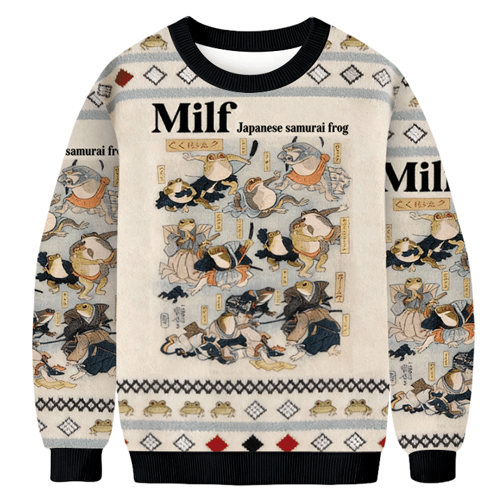 Mifl Japanese Samurai Frog Ugly Sweater Xmas Wear Christmas Gifts For Friends