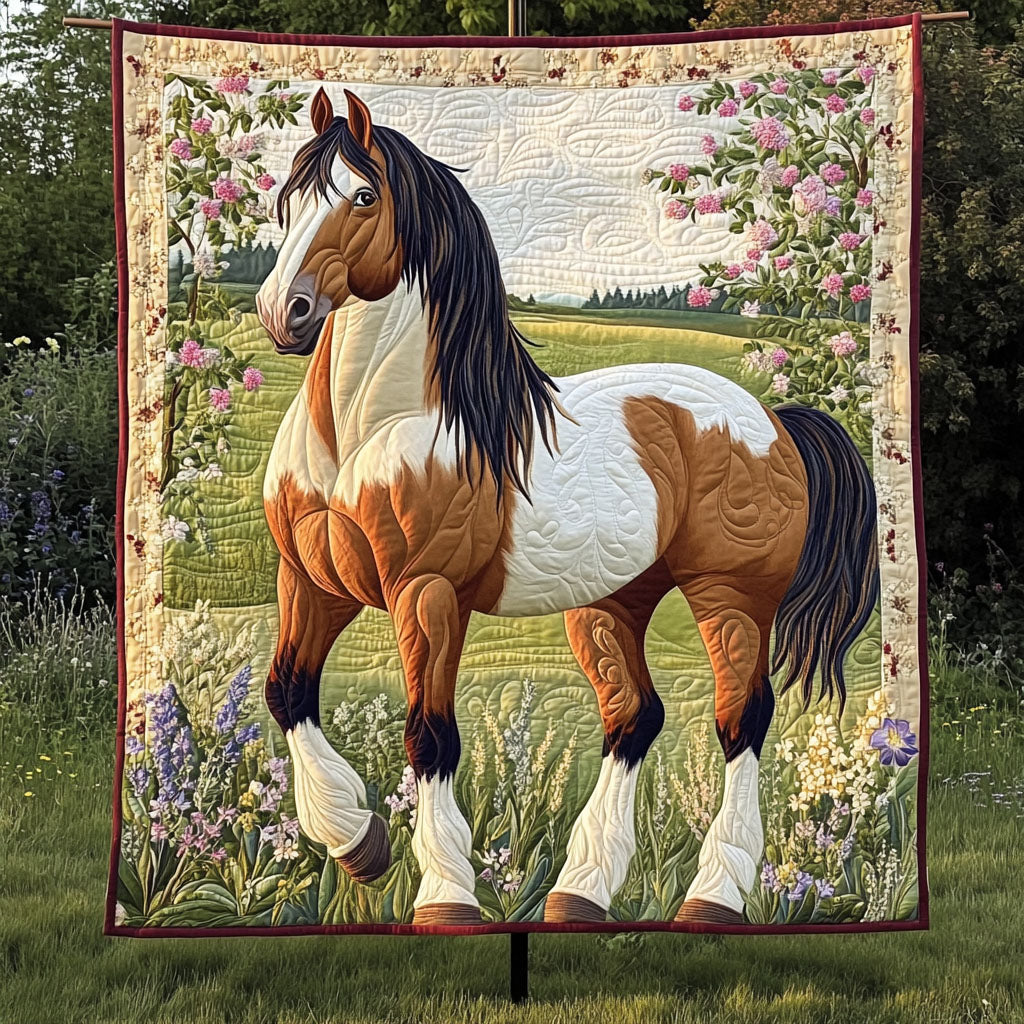 Mighty Clydesdale Quilted Blanket Christmas Throw Blanket Valentines Gifts For Horse Lovers