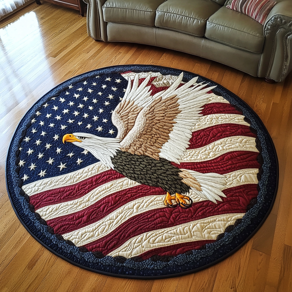 Mighty Eagle Quilted Round Mat Foyer Christmas Decor Presents For Bird Watchers