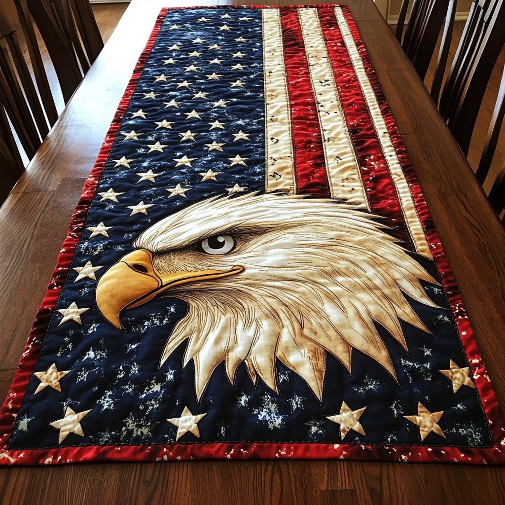 Mighty Eagle Quilted Table Runner Holiday Table Runners Patriotic Eagle Items Gifts